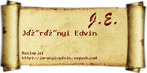 Járányi Edvin névjegykártya